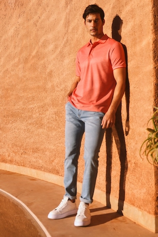 Ac&Co / Altınyıldız Classics 4A4820200047Ncbl Düğmeli Polo Yaka Cepsiz Slim Fit Erkek Tişört Narçiçeği - Beyaz