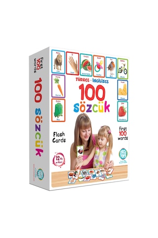 Çocuklar için Türkçe İngilizce İlk 100 Sözcük Kartları Resimli