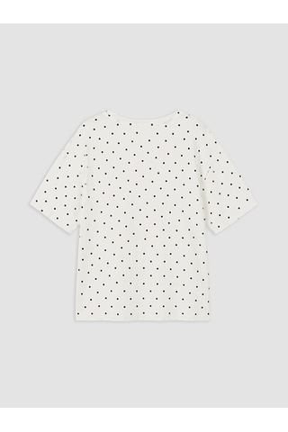 Lcw Dream Ekru Bisiklet Yaka Puantiyeli Kadın Pijama Üstü