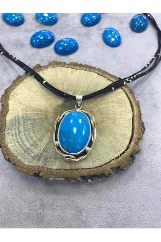 Turkuaz Firuze Taşlı Gümüş Kolye 925 Ayar Taş 512655677