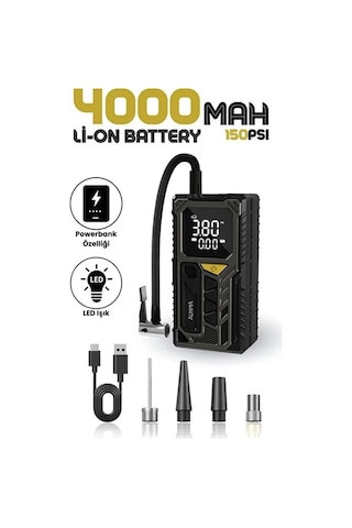 4000mah Ha Kompresörü Powerbank Özellikli Kompresör Araba Bisiklet Top Lastik Şişirme Pompası