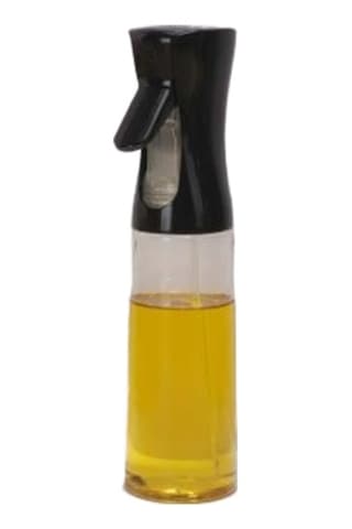 Eastmeetwest - 1 Adet Plastik Sprey Şişesi, Çift Yağ Dağıtıcı, Zeytinyağı Saklama & Baharat Püskürtücü, Barbekü/açık Hava Pişirme İçin, Gıda Güvenliği Pet Malzeme Siyah