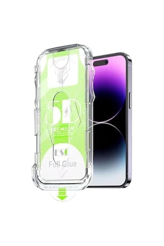 Apple İphone 14 Pro İçin Tasarlanmış Kolay Kurulum Uçtan Kenara Kapsama Tam Koruma Dayanıklı Temperli Cam