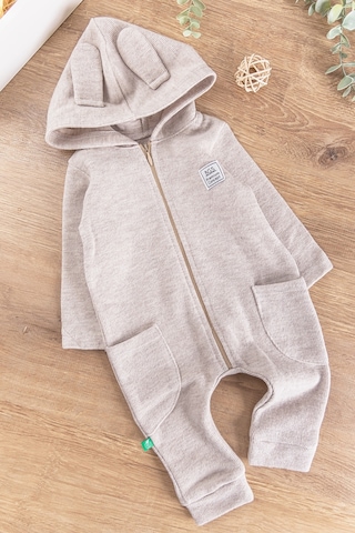 Babymod Kapüşonlu Önden Fermuarlı Kız/Erkek Bebek Tulum