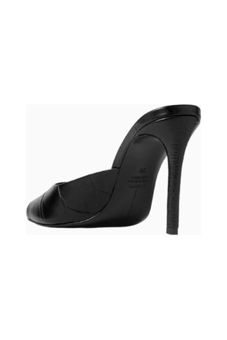 Castle Black Black Suede Studio Alessia 100 Siyah Kroko Deri, El Yapımı Stiletto Mule Topuklu Ayakkabı 39