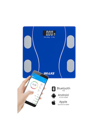 Walke Premium Uygulama Bağlantılı Akıllı Baskül Mavi