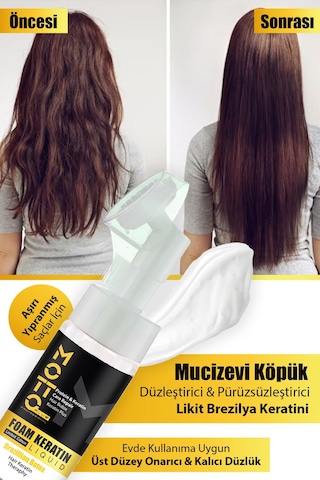Motto Plus Aşırı Yıpranmış Saçlar İçin Düzleştirici Brezilya Fönü Likit Köpük Keratini 175 ML