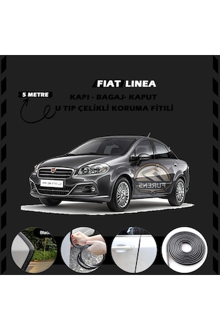 Fiat Linea Oto Araç Kapı Koruma Fitili 5 Metre Parlak Siyah Renk