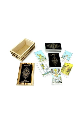 Ahşap Tarot Kutulu Masa Oyunu 78 Kartlı Tarot Kartları Oyun Seti