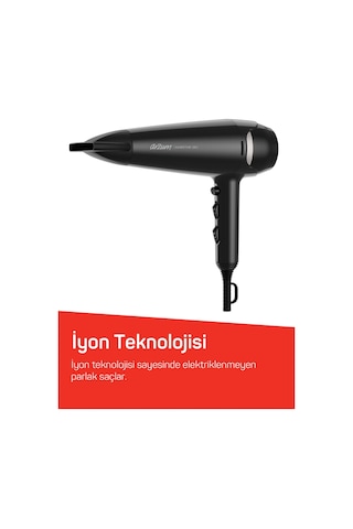Arzum AR5138 Hairstar Ion Saç Kurutma Makinesi 2300 W, 2 Hız, 3 Isı Ayarı, Siyah