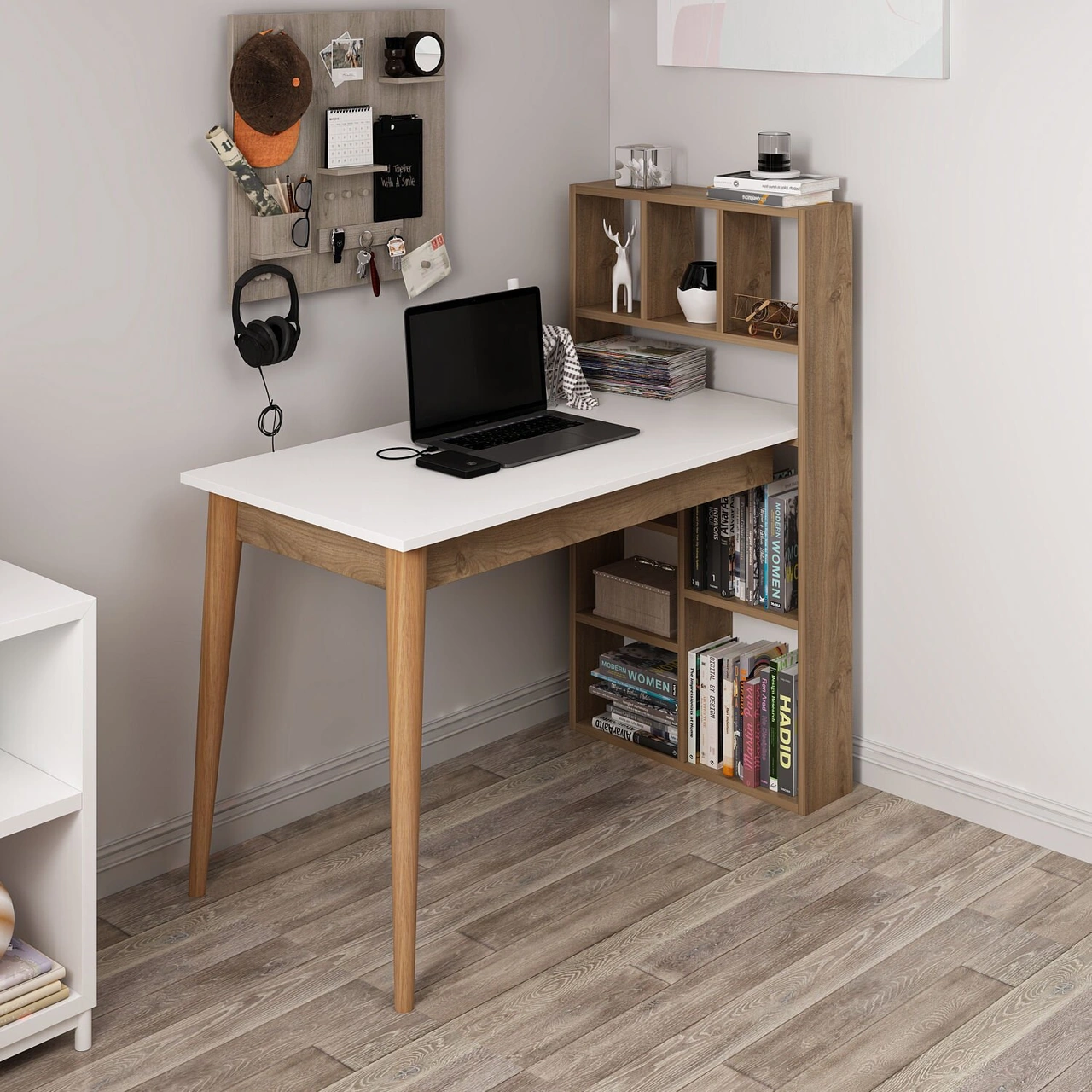 Calvia Çalışma Masası - Beyaz/rahle Çok Renkli