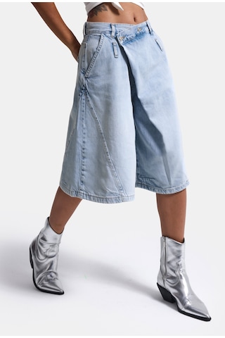 Itsbasic Kadın Kot Rengi 4s6-3 Süper Baggy Fit Maxi Bermuda Tasarım Denim Jort Çok Renkli