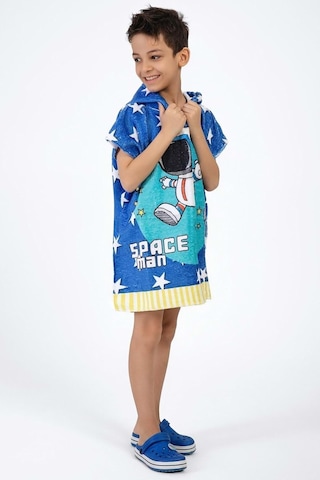 Vevien Home Astronot Desen Çocuk Panço Plaj Havlusu Lacivert 7-8 Yaş Genel