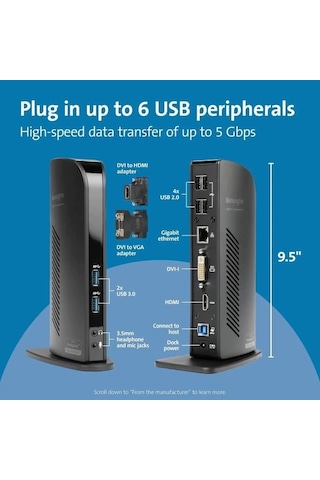 Kensington Usb 3.0 Çift Ekran Bağlantı İstasyonu K33972us Dual Display