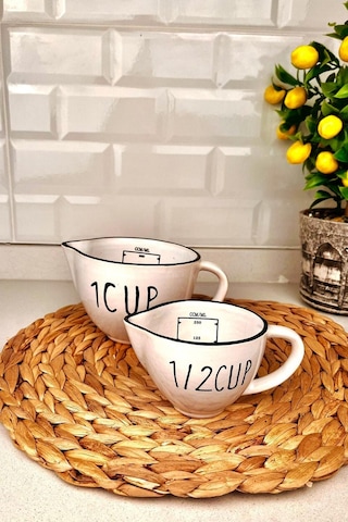 2'li Ölçü Kabı Bardağı Ölçü Seti 250/500 Ml