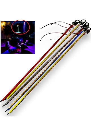 Atv Motosiklet Led Jop Anten Çok Renkli 55cm Bağlantı Aparatlı, Atv, Motosiklet Renkli Led
