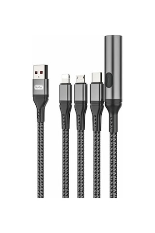 Go-Des Lightning Apple iPhone Uyumlu &type-c&micro Usb Ultra Hızlı Şarj Kablosu Gd-uc321 4in1 Çakmak Özellikli