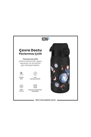 Ion8 - Paslanmaz Çelik Çocuk Suluk - Uzay - 400 Ml - Sızdırmaz Çok Renkli