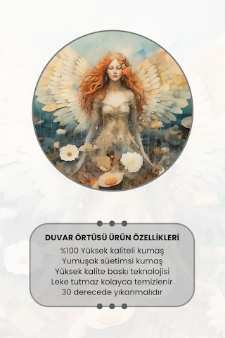 Melek Bahçesi Desenli Duvar Halısı Duvar Örtüsü Tapestry Süet Dokulu Kumaş