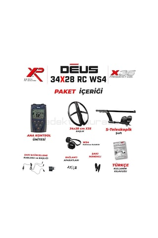 Deus Dedektör - 34x28cm X35 Başlık, WS4 Kulaklık, Ana Kontrol Ünitesi