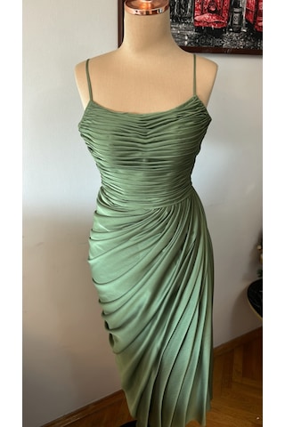 Chica Rosa Fashion Drapeli Haki Midi Elbise