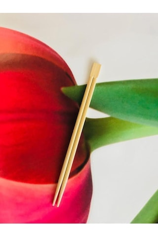 Bamboo Chopsticks 2'li Yıkanabilir Çin Yemek Çubuğu Kırmızı