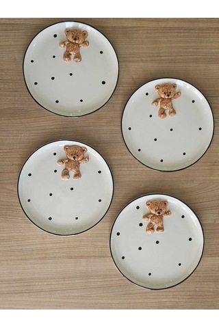 Teddy Bear 4 Adet Kabartma 21cm Tabak Çok Renk