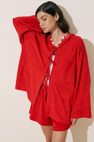 Havlu Kumaş Kimono Kırmızı Kırmızı