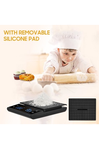 Wezone Siyah 3kg/0.1g Dokunmatik Ekranlı Dijital Mutfak Terazi - Kahve Ve Pastacılık İçin - Tare, Otomatik Kapatma Ve Birim Dönüştürme Özellikli - Pil Li 3 Aaa Pil İle Ek6012 Siyah