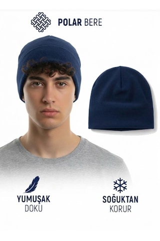 Qulothes Qu-tex Extra Kalın Termal Polar Soğuk Geçirmez Bere Unisex Pamuklu Kışlık Şapkaa Lacivert