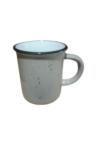 Seramik Kulplu Bardak Renkli Emaye Görünümlü 260 Cc - Ekru Ekru