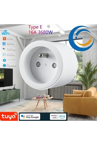 Xuweiwei Simatoper 1 Paket Akıllı Soket 16a 3680w Tuya Wi-fi İle Akıllı Ev Soketi Avrupa Standart Fiş Alexa Uyumlu