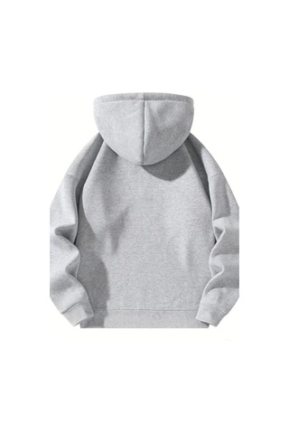 Unisex Fermuarlı Kapüşonlu Oversize La Baskılı Sweatshirt Siyah / Lacivert / Gri Siyah-gri-lacivert