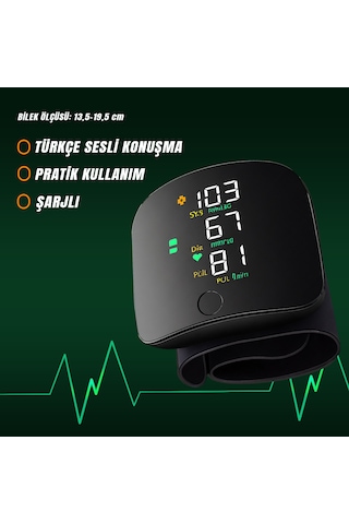 Mayf Türkçe Konuşan Bilekten Ölçer Tam Otomatik Tansiyon Aleti