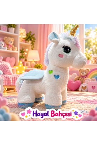 Kanatlı Boynuzlu Unicorn Pony Peluş Oyuncak 55 Cm 046 - Pembe