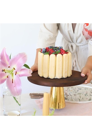 Akayev Ahşap 28 Cm Altın Konik Ayaklı Sunumluk