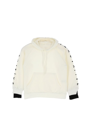 Kız Çocuk 2 İplik-kapüşonlu-manşeti Panelli Ve Garnili Sweatshirt 12-16 Yaş 12395 Ekru