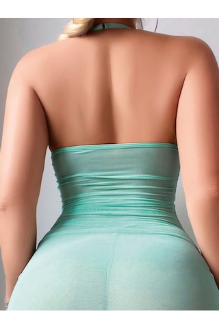 İkikareshop Kadın Yeşil Tül Kalp Detaylı Fantezi Gecelik 2173 Çok Renkli
