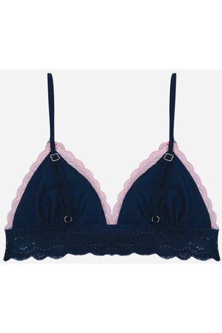 Deep Secret Lacivert Dekoltesi Pembe Dantel Detaylı Micro Bralet Ds200475br 001