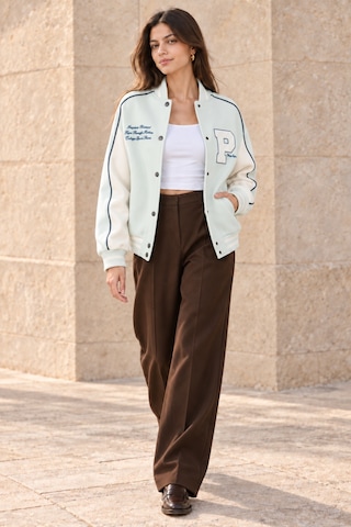 Polo State Kadın P Nakışlı Kontrast Kollu Oversize Kolej Bomber Ceket - Mint