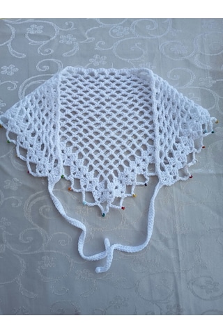 Elmundo Butik Üçgen File Bandana Süt Beyazı