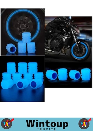 Özel Tüm Otomobil Bisiklet Motosiklet, Minibüslerle Uyumlu 8 Adet Fosforlu Mavi Sibop Kapağı