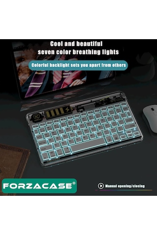Forzacase 7 Renk Rgb Led Işıklı Kablosuz Bluetooth Klavye - Fc461