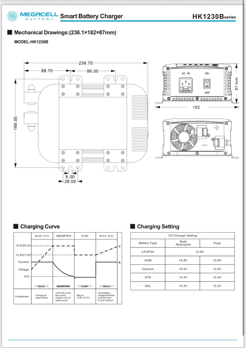 Megacell 12v 30 Ah Akıllı Lifepo4 Şarj Cihazı