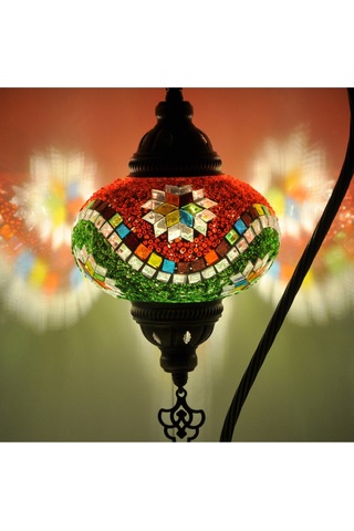 Mozaik Lamba Renkli Desenli Abajur Yatak Odası Gece Lambası Çok Renkli