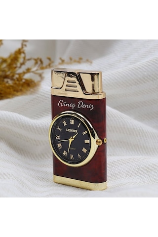 Kişiye Özel Saatli Kahverengi Renk Çakmak