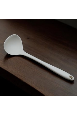 Silikon Çorba Kepçesi - 29,5 Cm Krem Renkli Özel Seri