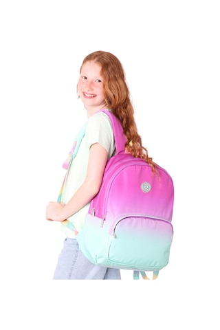Elatae Su Geçirmez Kumaş Kız Çocuk Çok Gözlü Ortopedik Sırt Okul Çantası K1798 Pembe