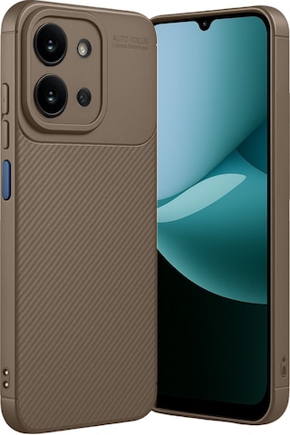 Xiaomi Redmi 15c 5g Uyumlu Kılıf Karbon Tasarım Kamera Korumalı Silikon Telefon Kılıfı Kapak Kahverengi