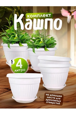 5plast 4l, Tabaklı İç Mekan Çiçekleri İçin Saksı, 5'li Set Halind 341716053